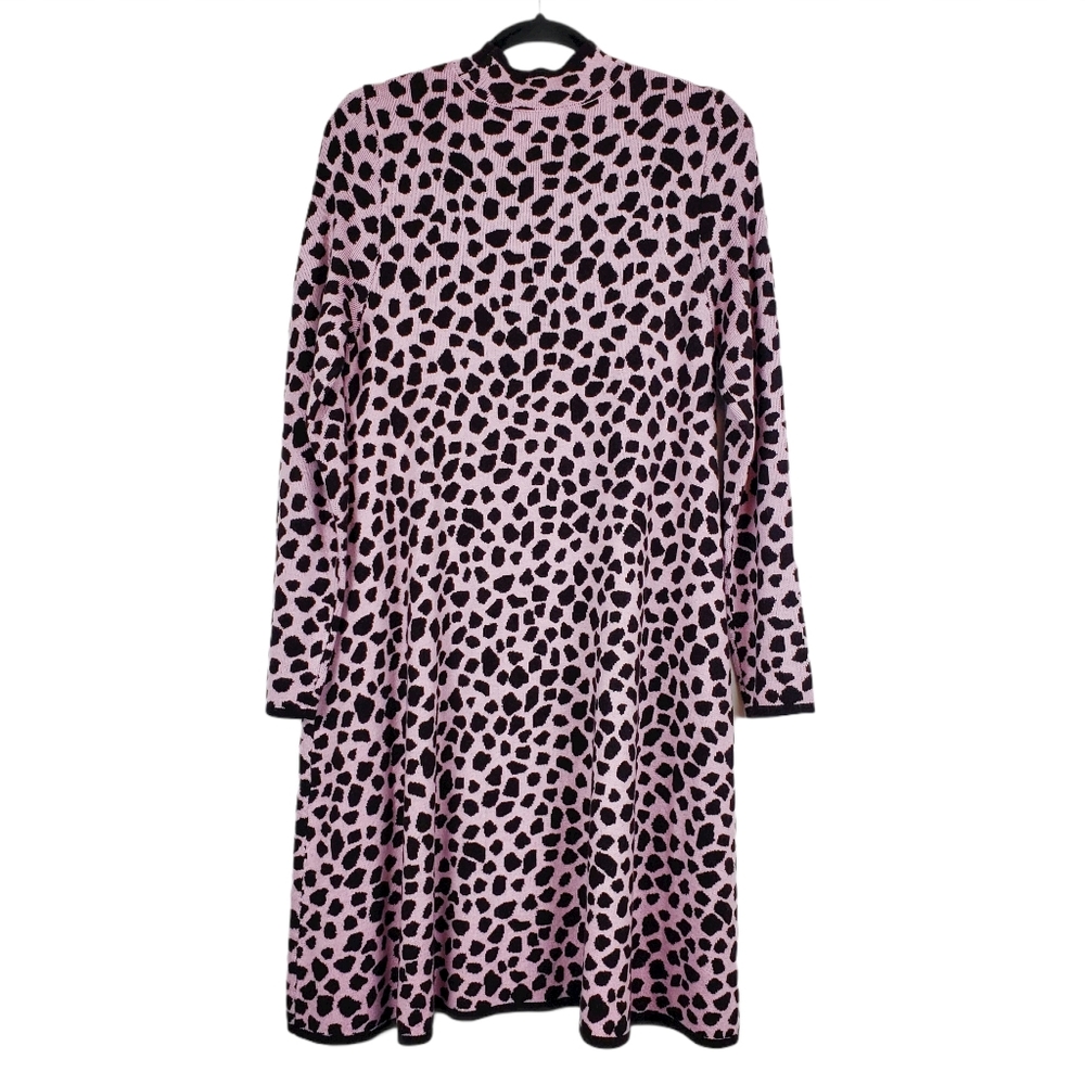 ANN TAYLOR Pink Jacquard Animal Sweater Dress M - Picture 4 of 9